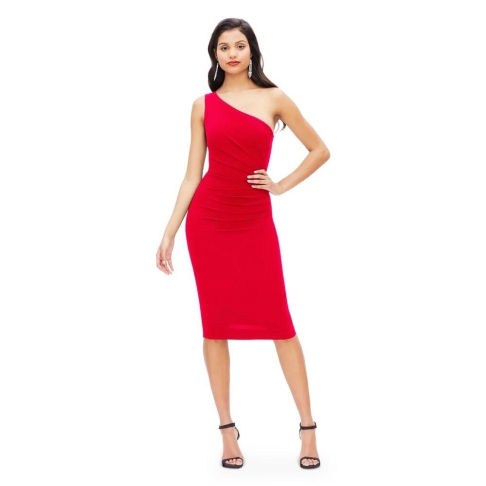 Dress The Population One Shoulder Martine Dress‎ - Rouge/Red XS NWT